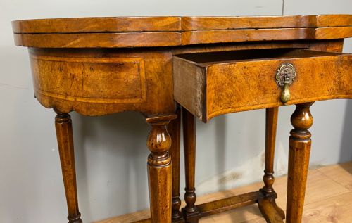 LATE VICTORIAN BURR WALNUT CARD TABLE - ADDITIONAL PHOTO 5