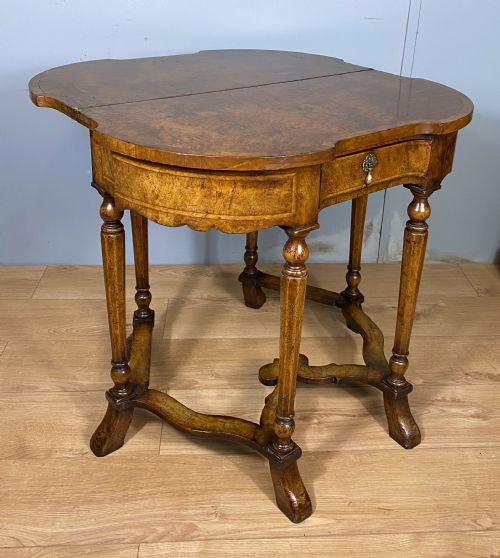 LATE VICTORIAN BURR WALNUT CARD TABLE - ADDITIONAL PHOTO 7