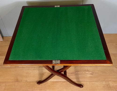 ANTIQUE MAHOGANY FOLDING GAMES COACHING TABLE - ADDITIONAL PHOTO 5