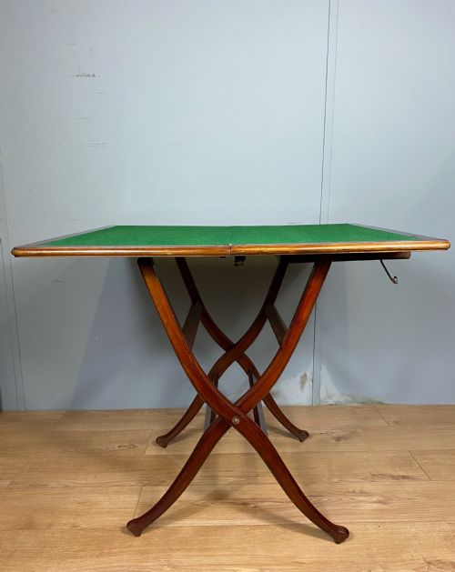 ANTIQUE MAHOGANY FOLDING GAMES COACHING TABLE - ADDITIONAL PHOTO 6