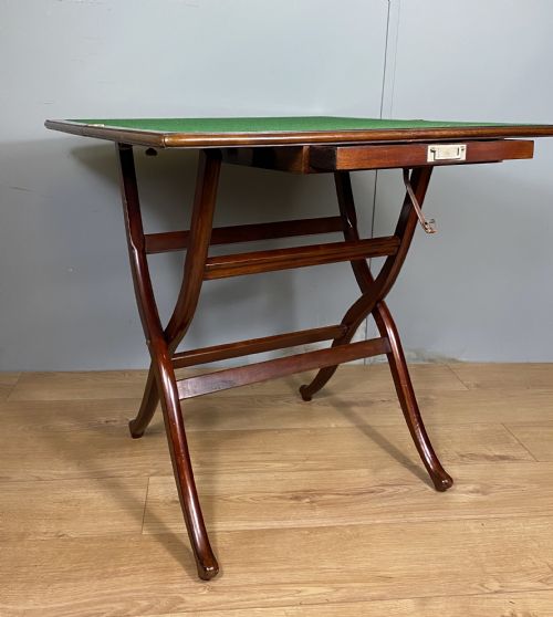 ANTIQUE MAHOGANY FOLDING GAMES COACHING TABLE - ADDITIONAL PHOTO 7