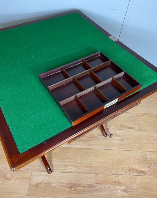 ANTIQUE MAHOGANY FOLDING GAMES COACHING TABLE - ADDITIONAL PHOTO 9