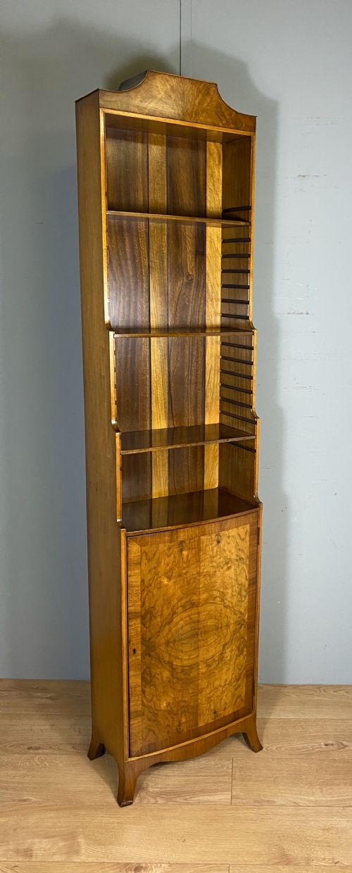 narrow walnut bookcase - CATEGORY: ANTIQUE BOOKCASES - DATED 1920