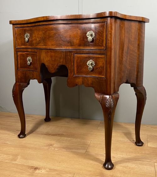shaped walnut lowboy hall table - CATEGORY: ANTIQUE FURNITURE - DATED 1910