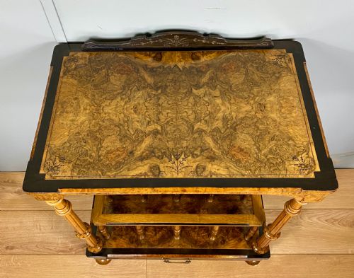 VICTORIAN INLAID WALNUT CANTERBURY WHAT NOT - ADDITIONAL PHOTO 2