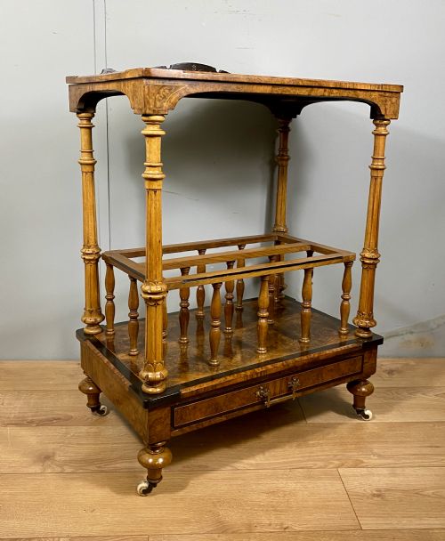 VICTORIAN INLAID WALNUT CANTERBURY WHAT NOT - ADDITIONAL PHOTO 3