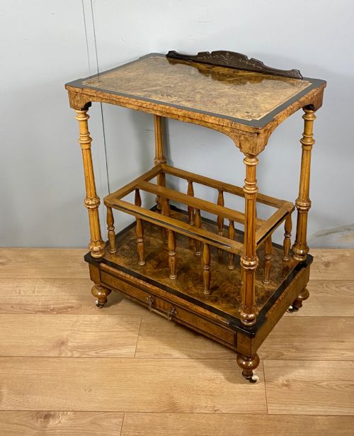 VICTORIAN INLAID WALNUT CANTERBURY WHAT NOT - ADDITIONAL PHOTO 4