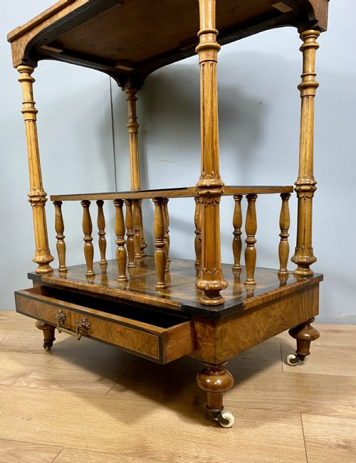 VICTORIAN INLAID WALNUT CANTERBURY WHAT NOT - ADDITIONAL PHOTO 6