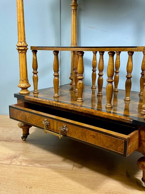 VICTORIAN INLAID WALNUT CANTERBURY WHAT NOT - ADDITIONAL PHOTO 9