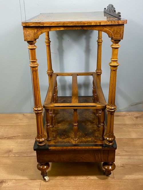 VICTORIAN INLAID WALNUT CANTERBURY WHAT NOT - ADDITIONAL PHOTO 10