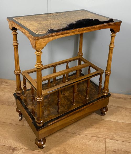 VICTORIAN INLAID WALNUT CANTERBURY WHAT NOT - ADDITIONAL PHOTO 11