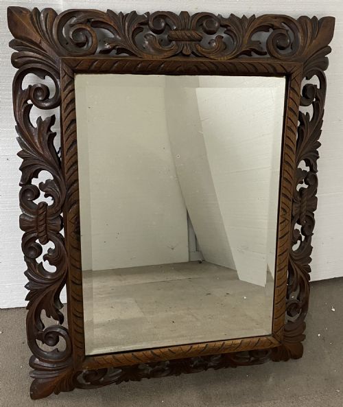 carved oak mirror - CATEGORY: ANTIQUE MIRRORS - DATED 19TH CENTURY