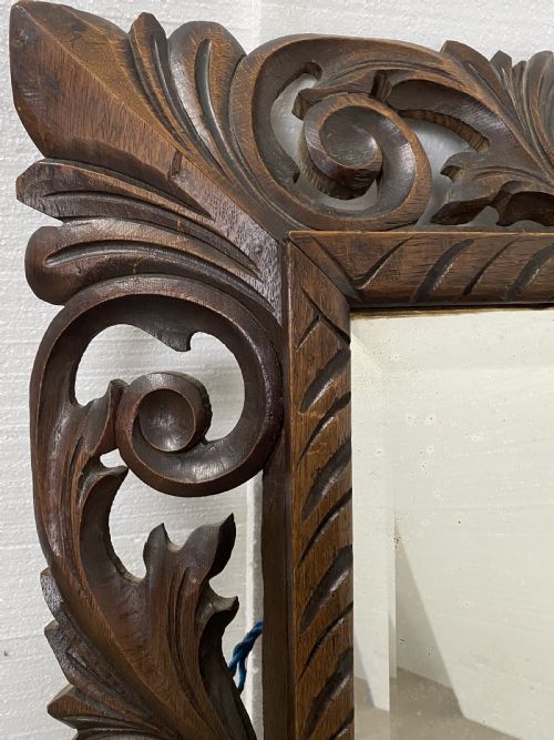 CARVED OAK MIRROR - ADDITIONAL PHOTO 1