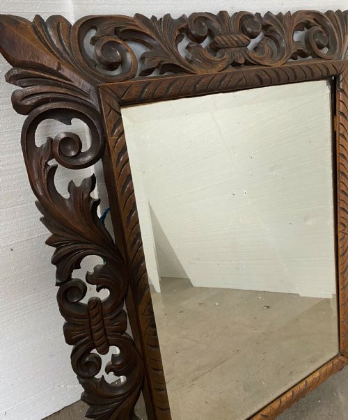 CARVED OAK MIRROR - ADDITIONAL PHOTO 3