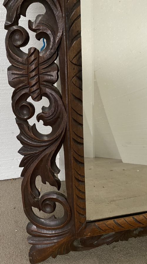 CARVED OAK MIRROR - ADDITIONAL PHOTO 4