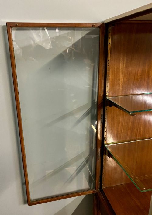 BRASS GLAZED SHOP DISPLAY CABINET ON WOODEN STAND WITH DRAWER - ADDITIONAL PHOTO 7