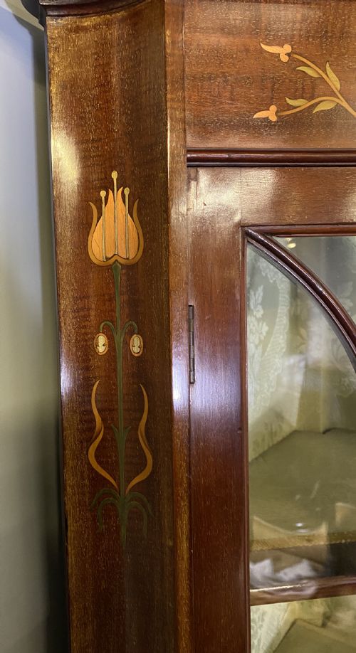 ART NOUVEAU MAHOGANY INLAY CORNER CABINET WITH COPPER INLAY - ADDITIONAL PHOTO 1