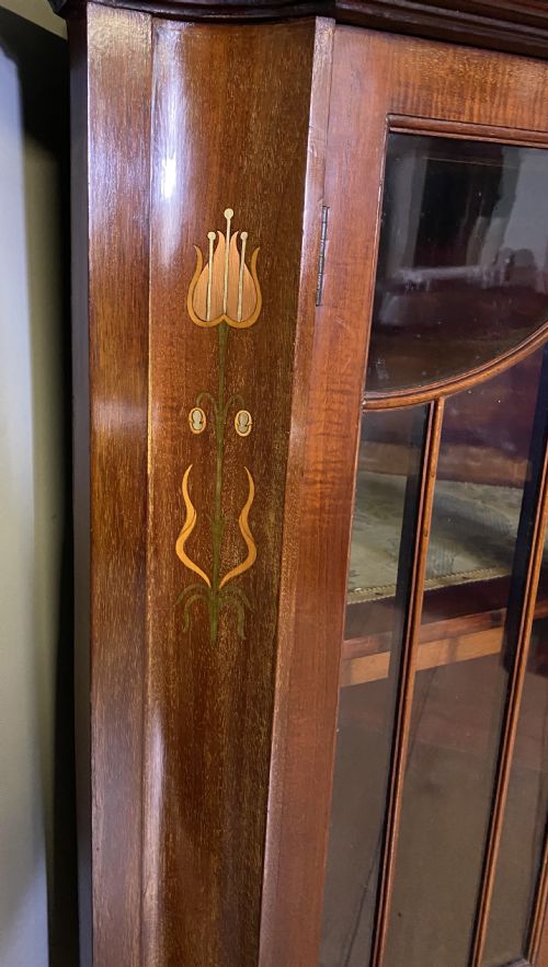 ART NOUVEAU MAHOGANY INLAY CORNER CABINET WITH COPPER INLAY - ADDITIONAL PHOTO 2