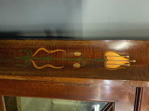 ART NOUVEAU MAHOGANY INLAY CORNER CABINET WITH COPPER INLAY - ADDITIONAL PHOTO 5