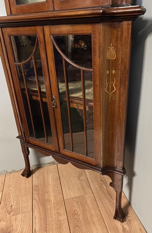 ART NOUVEAU MAHOGANY INLAY CORNER CABINET WITH COPPER INLAY - ADDITIONAL PHOTO 7