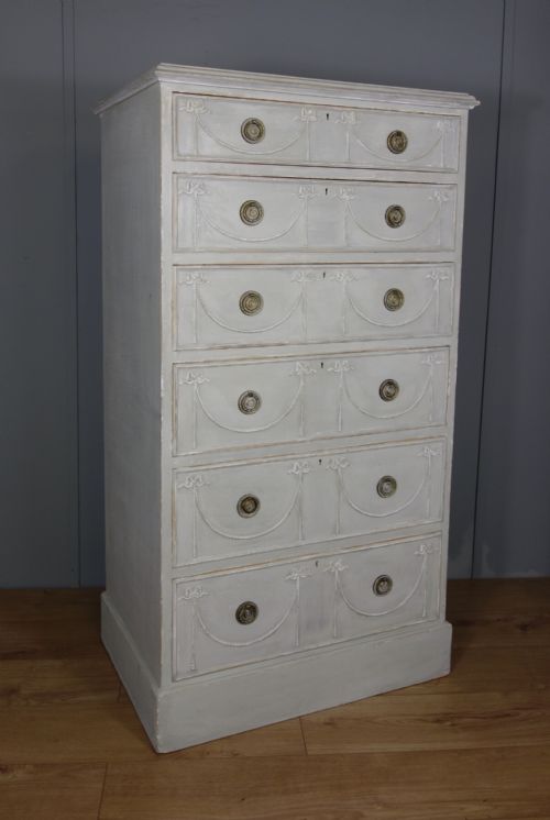 TALL PAINTED EDWARDIAN CHEST OF DRAWERS - ADDITIONAL PHOTO 2