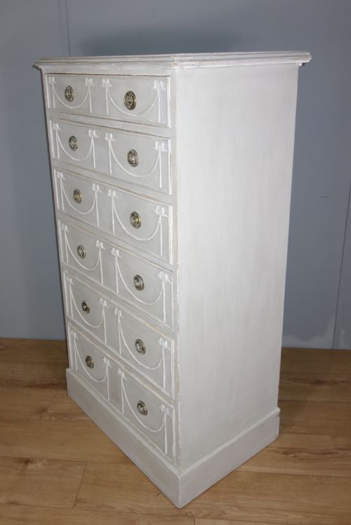 TALL PAINTED EDWARDIAN CHEST OF DRAWERS - ADDITIONAL PHOTO 3