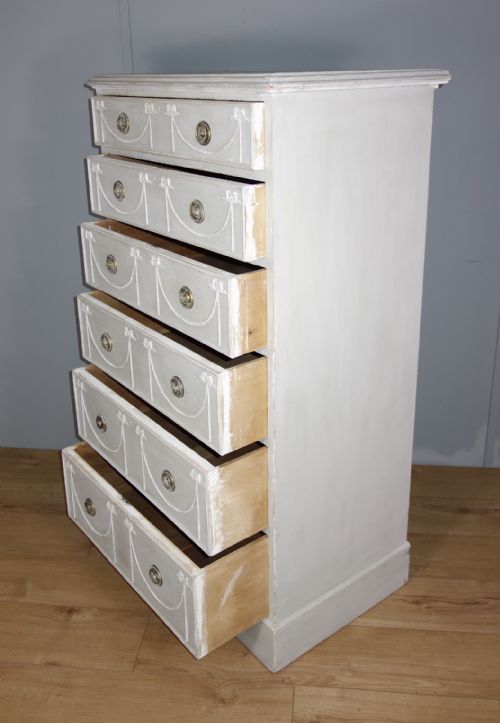 TALL PAINTED EDWARDIAN CHEST OF DRAWERS - ADDITIONAL PHOTO 5
