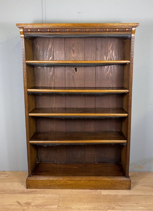 victorian open oak bookcase - CATEGORY: ANTIQUE BOOKCASES - DATED VICTORIAN