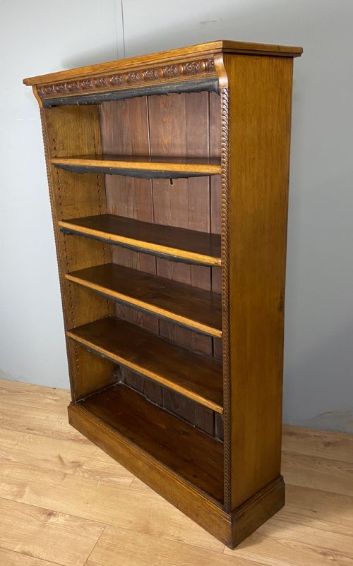 VICTORIAN OPEN OAK BOOKCASE - ADDITIONAL PHOTO 5