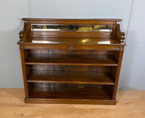 LATE VICTORIAN OPEN OAK BOOKCASE - ADDITIONAL PHOTO 1