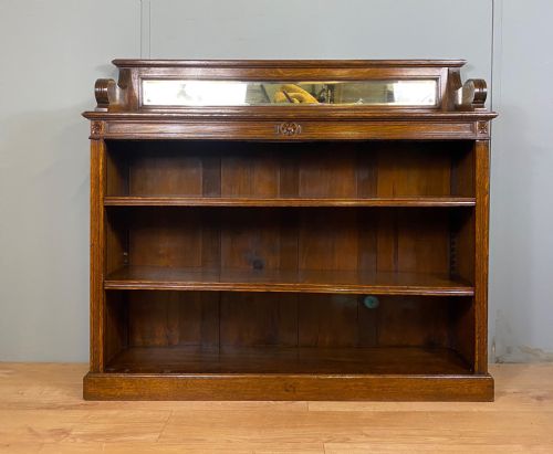 LATE VICTORIAN OPEN OAK BOOKCASE - ADDITIONAL PHOTO 2