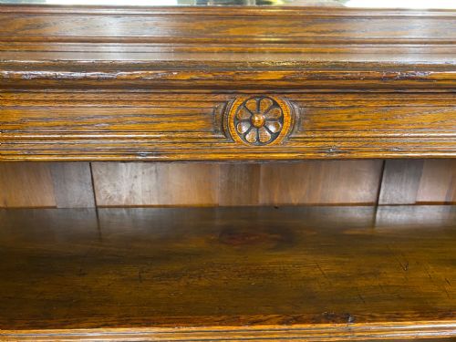 LATE VICTORIAN OPEN OAK BOOKCASE - ADDITIONAL PHOTO 3