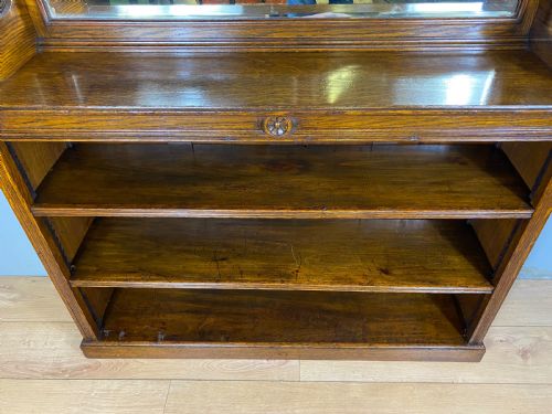 LATE VICTORIAN OPEN OAK BOOKCASE - ADDITIONAL PHOTO 4