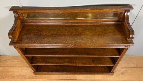 LATE VICTORIAN OPEN OAK BOOKCASE - ADDITIONAL PHOTO 7