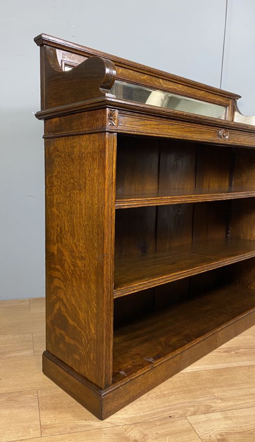 LATE VICTORIAN OPEN OAK BOOKCASE - ADDITIONAL PHOTO 8