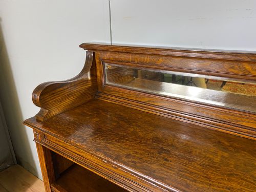 LATE VICTORIAN OPEN OAK BOOKCASE - ADDITIONAL PHOTO 9
