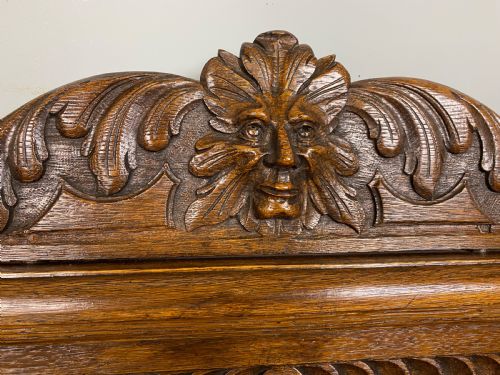 VICTORIAN CARVED OAK HALL SEAT - ADDITIONAL PHOTO 3