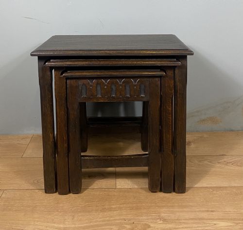 NEST OF THREE OAK TABLES - ADDITIONAL PHOTO 2