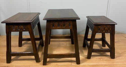 NEST OF THREE OAK TABLES - ADDITIONAL PHOTO 6