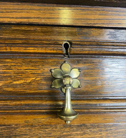OAK GEOMETRIC TALL CHEST OF DRAWERS JAMES SHOOLBRED LONDON - ADDITIONAL PHOTO 2