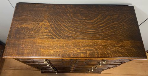 OAK GEOMETRIC TALL CHEST OF DRAWERS JAMES SHOOLBRED LONDON - ADDITIONAL PHOTO 8