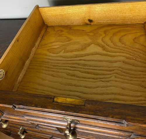 OAK GEOMETRIC TALL CHEST OF DRAWERS JAMES SHOOLBRED LONDON - ADDITIONAL PHOTO 10