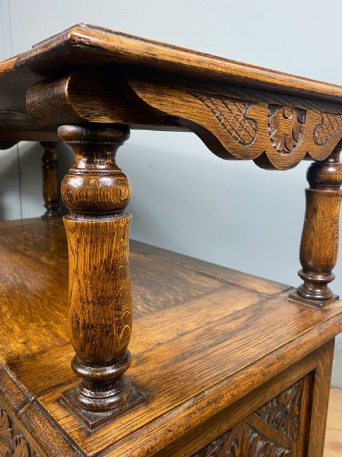 CARVED OAK VICTORIAN MONKS BENCH - ADDITIONAL PHOTO 11