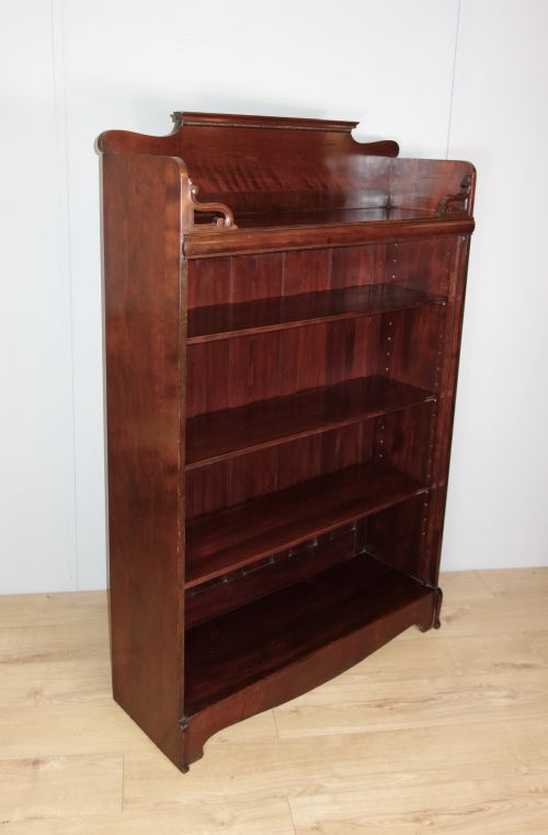 edwardian open mahogany bookcase - CATEGORY: ANTIQUE BOOKCASES - DATED EDWARDIAN