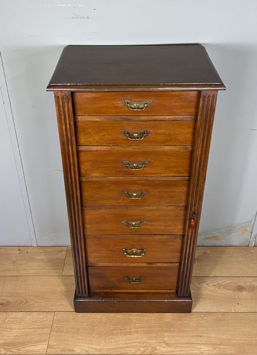 LATE VICTORIAN WELLINGTON MAHOGANY CHEST OF DRAWERS - ADDITIONAL PHOTO 2