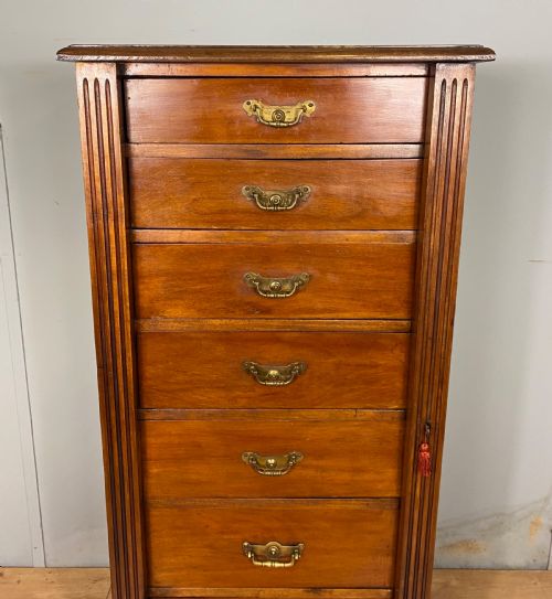 LATE VICTORIAN WELLINGTON MAHOGANY CHEST OF DRAWERS - ADDITIONAL PHOTO 3