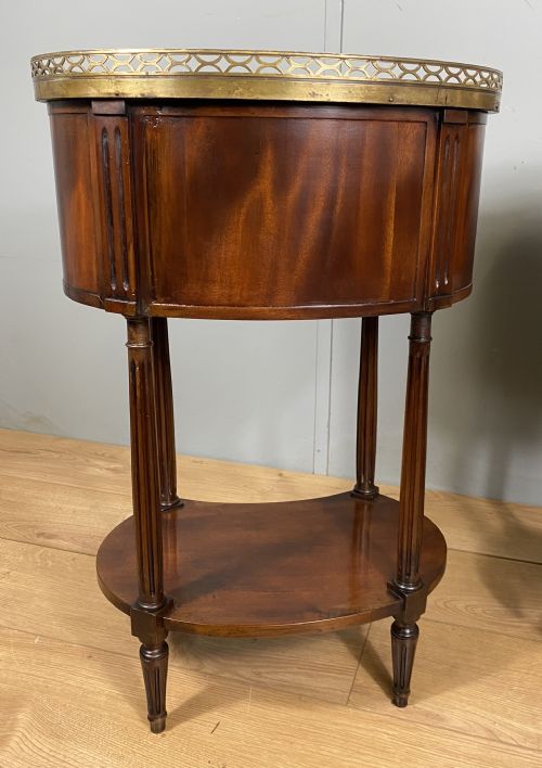PAIR OF FRENCH OVAL MAHOGANY MARBLE BEDSIDE TABLES - ADDITIONAL PHOTO 6