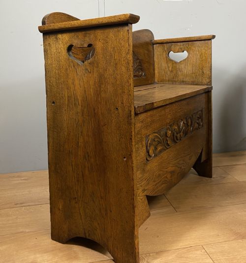 ART NOUVEAU CARVED OAK BENCH - ADDITIONAL PHOTO 5