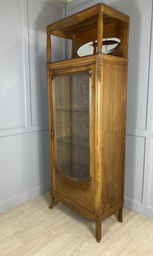 tall narrow walnut french cabinet - CATEGORY: ANTIQUE CABINETS - DATED 1910