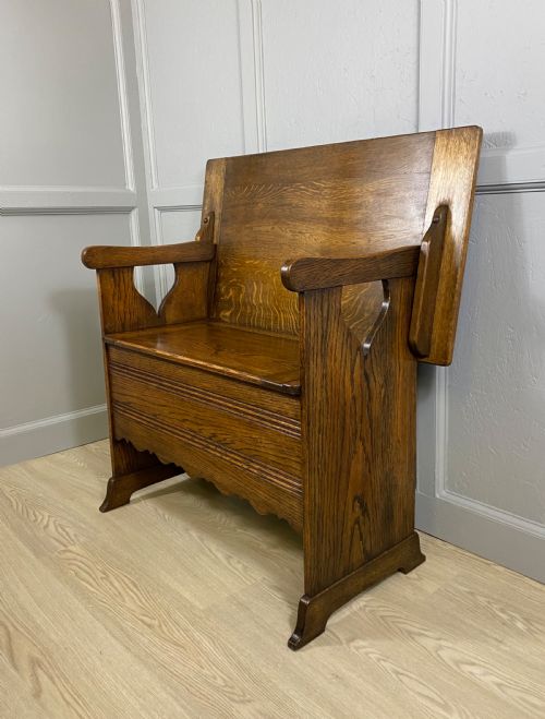 art nouveau oak monks bench - CATEGORY: ANTIQUE FURNITURE - DATED 1930